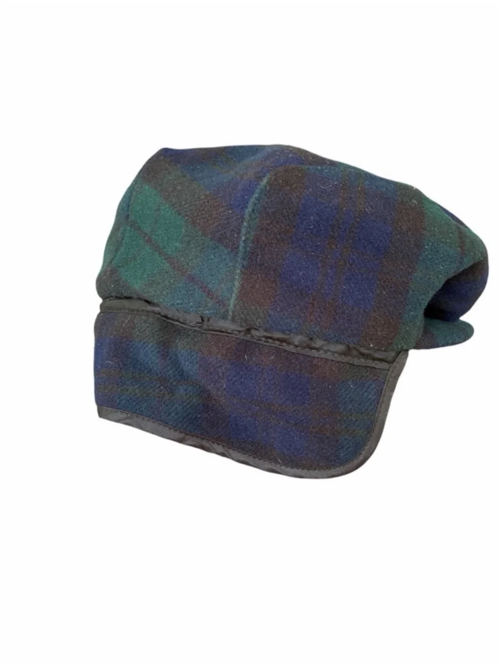 Pendleton Green Blue Plaid Hat Cap 100% Virgin Wool Driving Newsboy Golf Sz XL